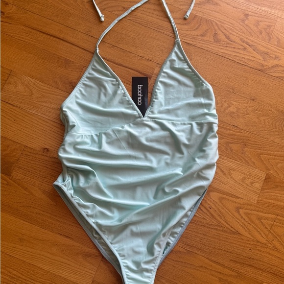 Boohoo Light Blue Halter Swimsuit - Picture 1 of 6